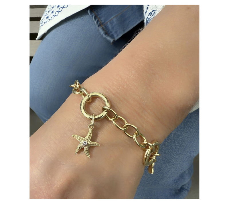 Goddaughters 14K Gold Clad Adjustable Charm Holder Bracelet — View 5