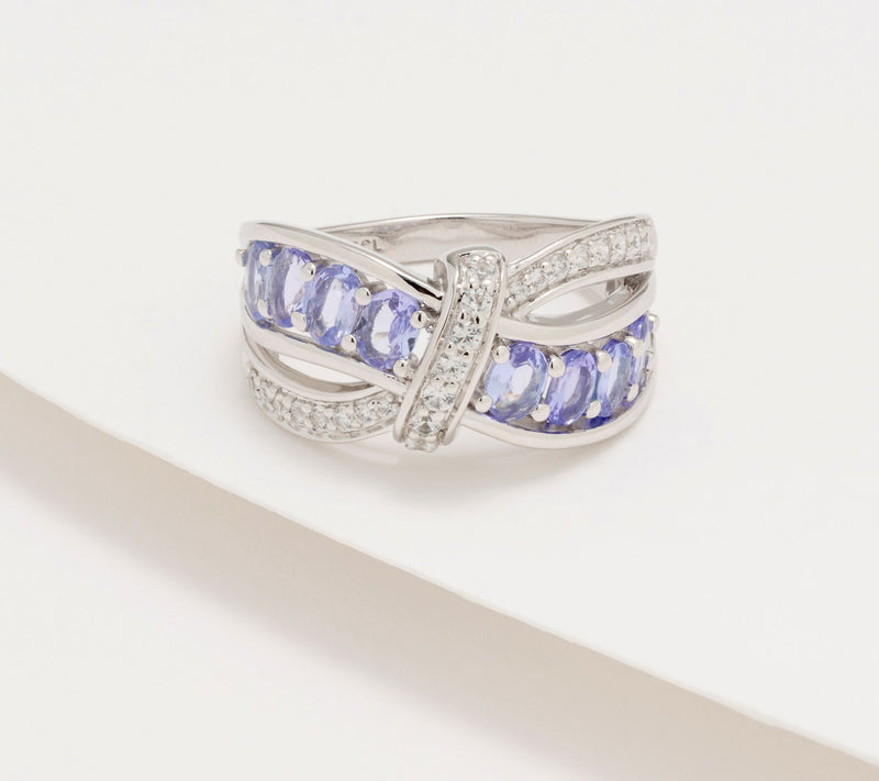 Affinity Gems Tanzanite & White Zircon in Bundled Ribbon Ring, Sterling — View 6