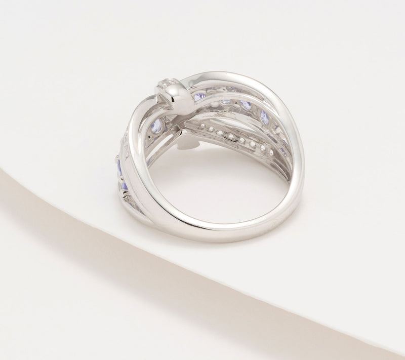 Affinity Gems Tanzanite & White Zircon in Bundled Ribbon Ring, Sterling — View 2