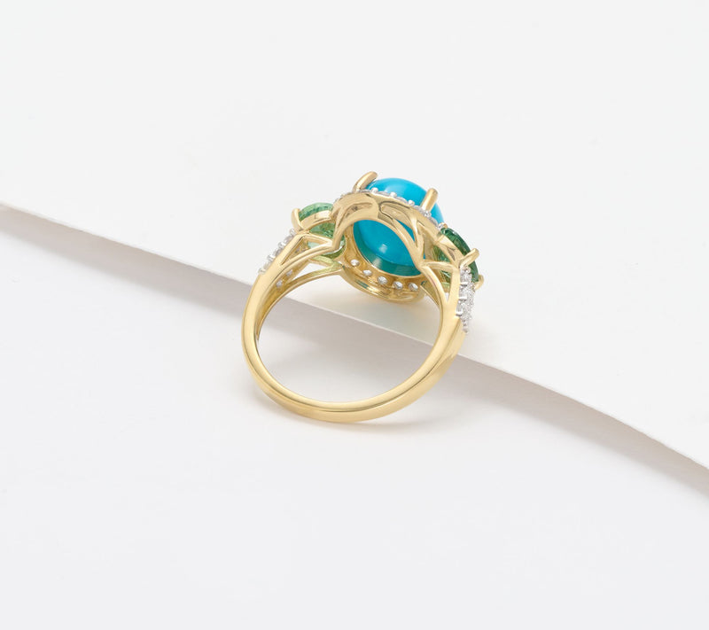 Affinity Gems 3-Stove Oval Turquoise Ring, Sterling Silver — View 3