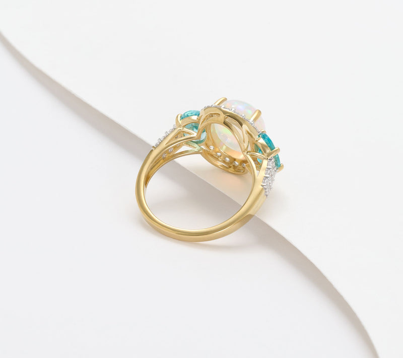 Affinity Gems 3-Stone Oval Opal Ring, Sterling Silver — View 3