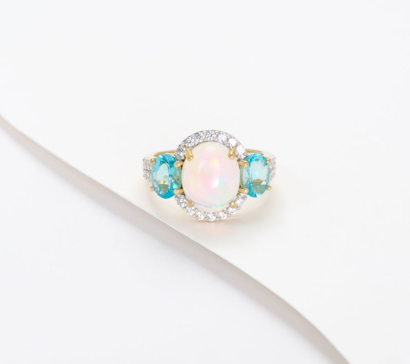 Affinity Gems 3-Stone Oval Opal Ring, Sterling Silver — View 8
