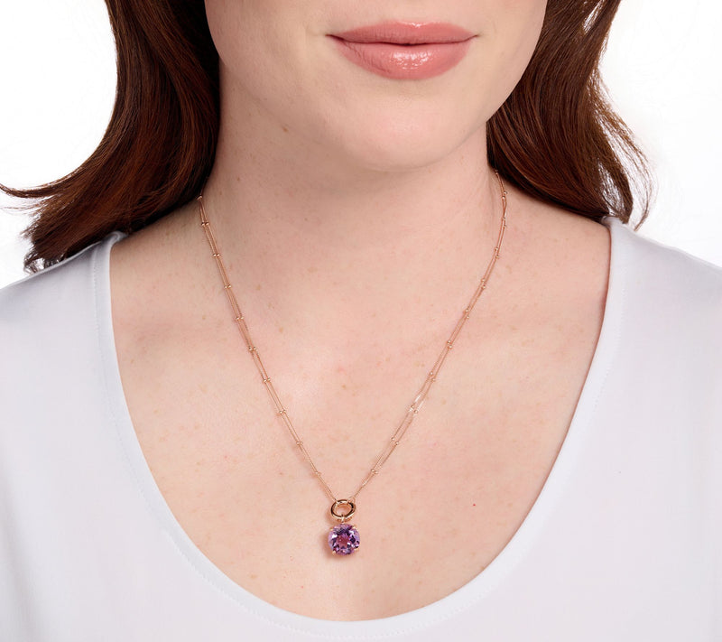 Affinity Gems Round Amethyst Solitare Charm Necklace, Sterling Silver — View 8