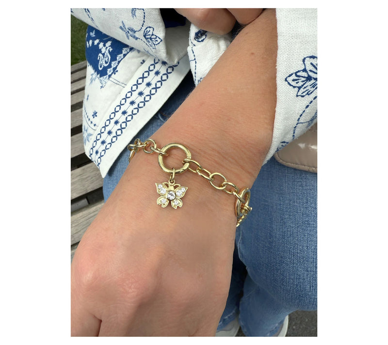 Goddaughters 14K Gold Clad White Topaz Butterfly Charm — View 6