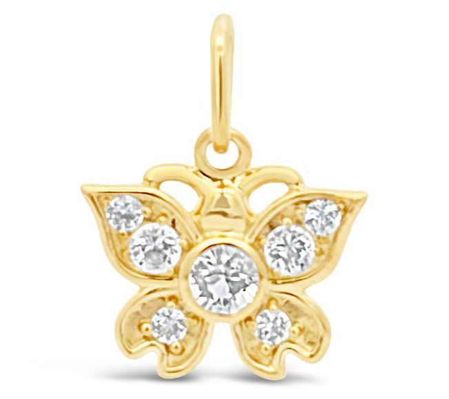 Goddaughters 14K Gold Clad White Topaz Butterfly Charm — View 11