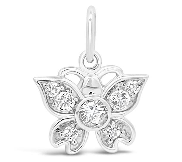 Goddaughters 14K Gold Clad White Topaz Butterfly Charm — View 3