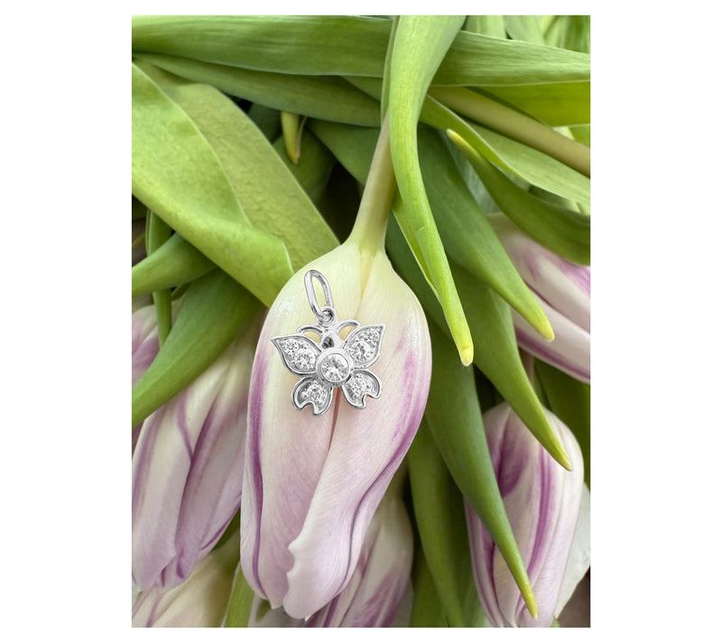 Goddaughters 14K Gold Clad White Topaz Butterfly Charm — View 4