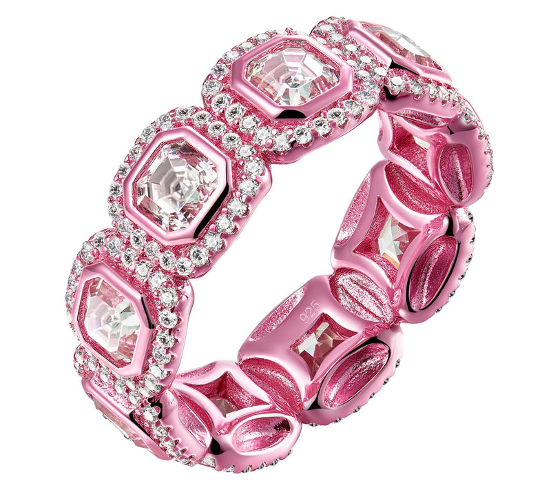 Diamonique X Jennifer Miller Framed Asscher Eternity Band Ring — View 7