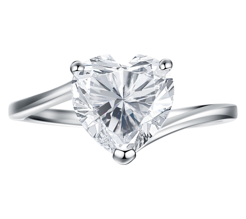 Moissanite Luxe Heart Solitaire Ring, SterlingSilver — Main view