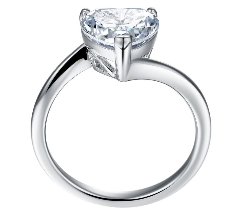Moissanite Luxe Heart Solitaire Ring, SterlingSilver — View 3