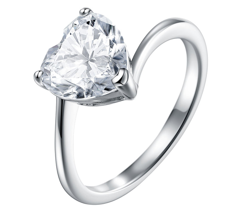 Moissanite Luxe Heart Solitaire Ring, SterlingSilver — View 2