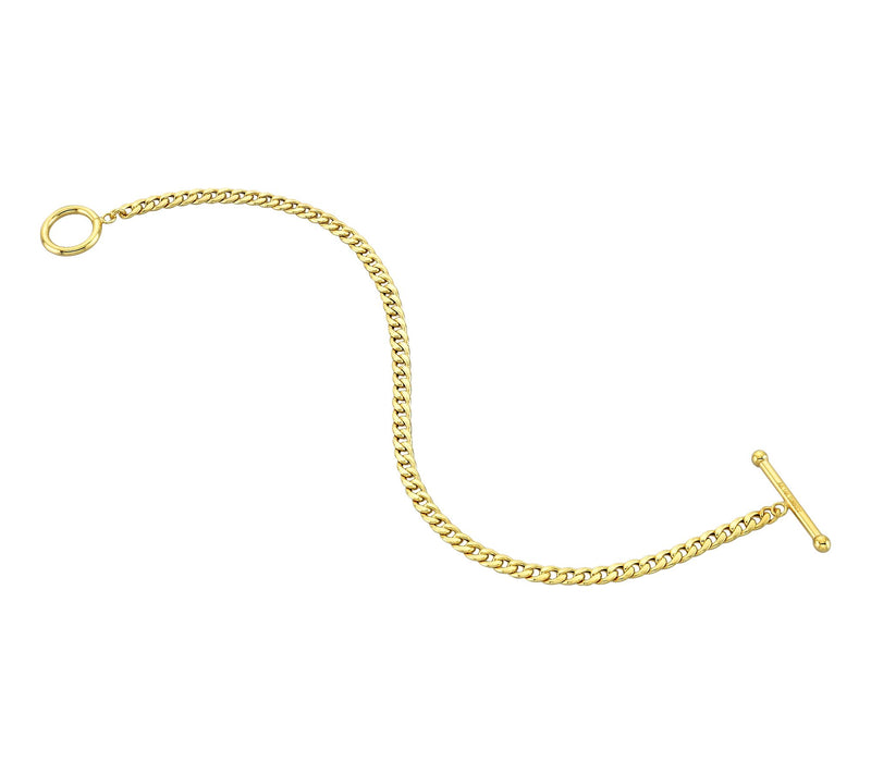 Adorna 14K Gold 3.5mm Curb Link Toggle Bracelet — View 2