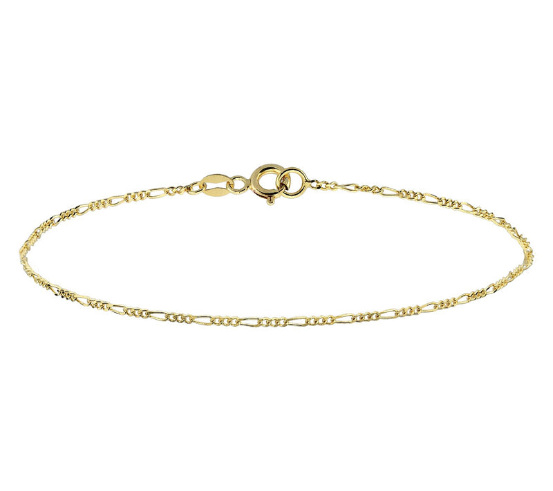 Adorna 14K Gold 1.25mm Solid Figaro Chain Bracelet — Main view