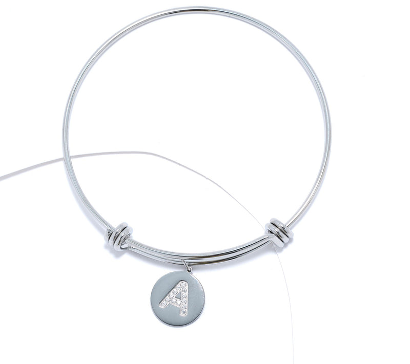 Steel by Diamonique Intial Bracelet, Silvertone — View 3