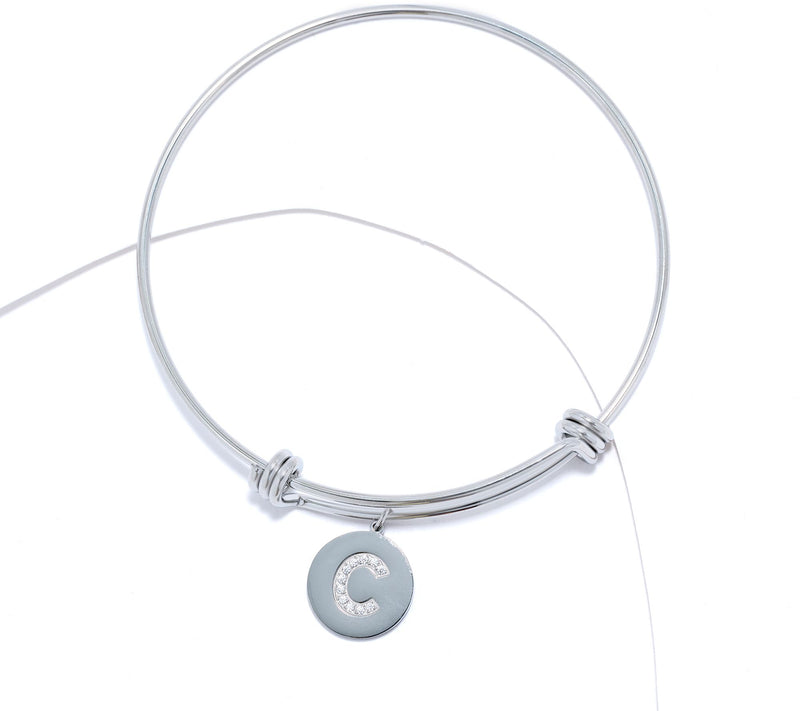 Steel by Diamonique Intial Bracelet, Silvertone — View 32