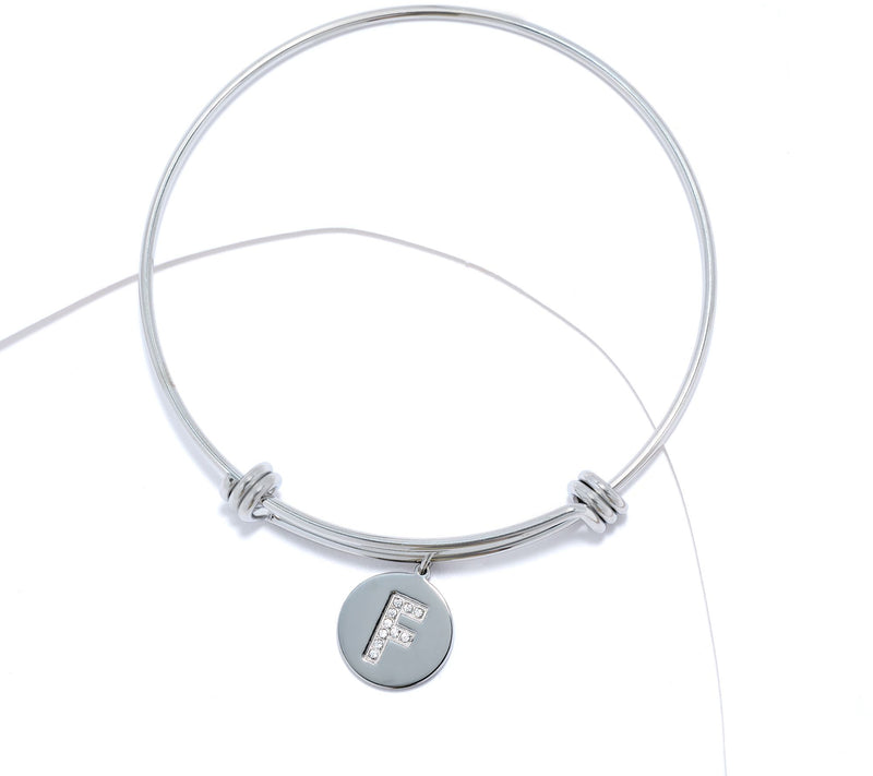 Steel by Diamonique Intial Bracelet, Silvertone — View 35