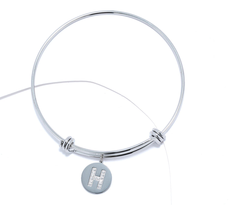 Steel by Diamonique Intial Bracelet, Silvertone — View 37