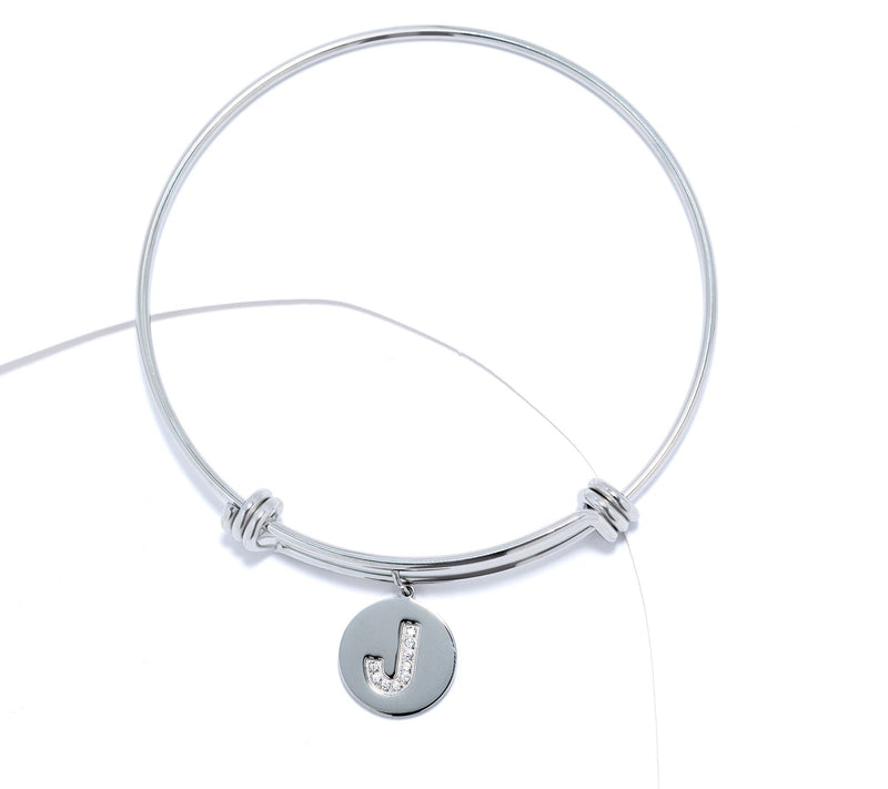 Steel by Diamonique Intial Bracelet, Silvertone — View 2