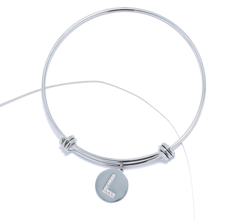Steel by Diamonique Intial Bracelet, Silvertone — View 40