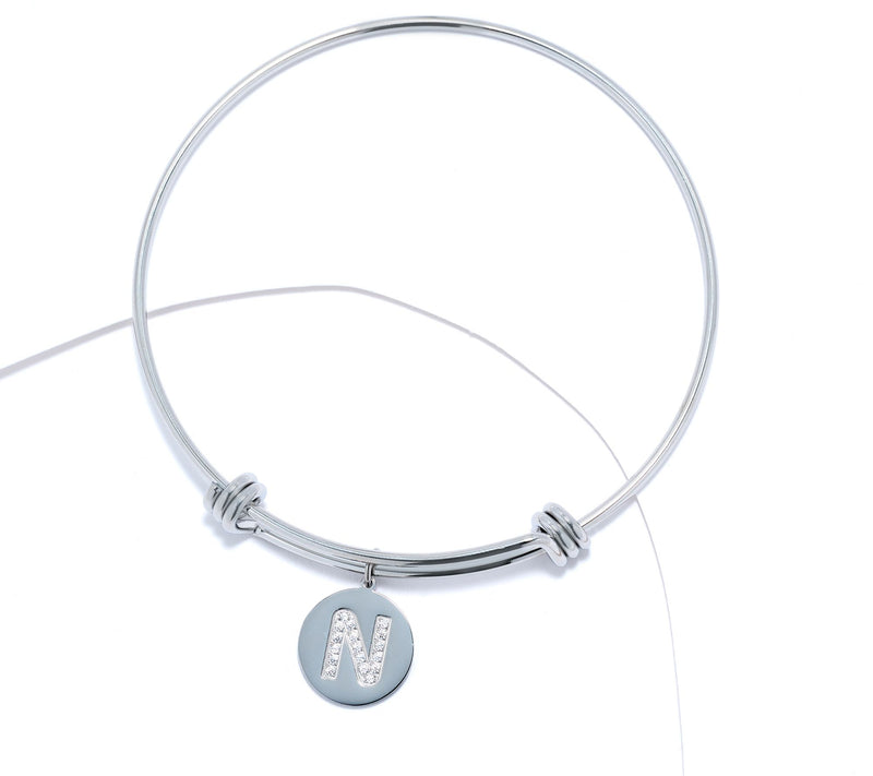Steel by Diamonique Intial Bracelet, Silvertone — View 42