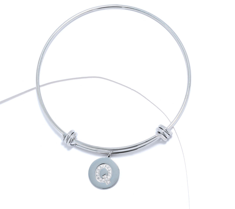 Steel by Diamonique Intial Bracelet, Silvertone — View 45