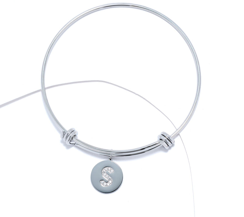 Steel by Diamonique Intial Bracelet, Silvertone — View 47