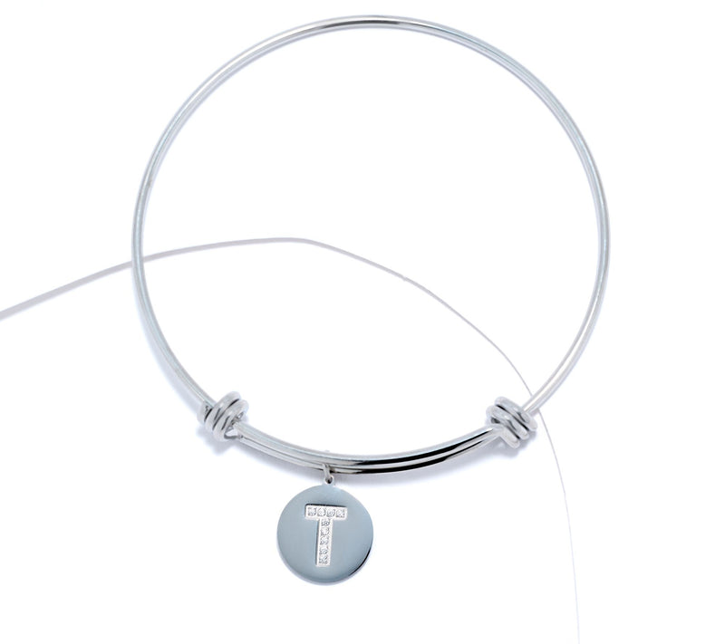 Steel by Diamonique Intial Bracelet, Silvertone — View 48