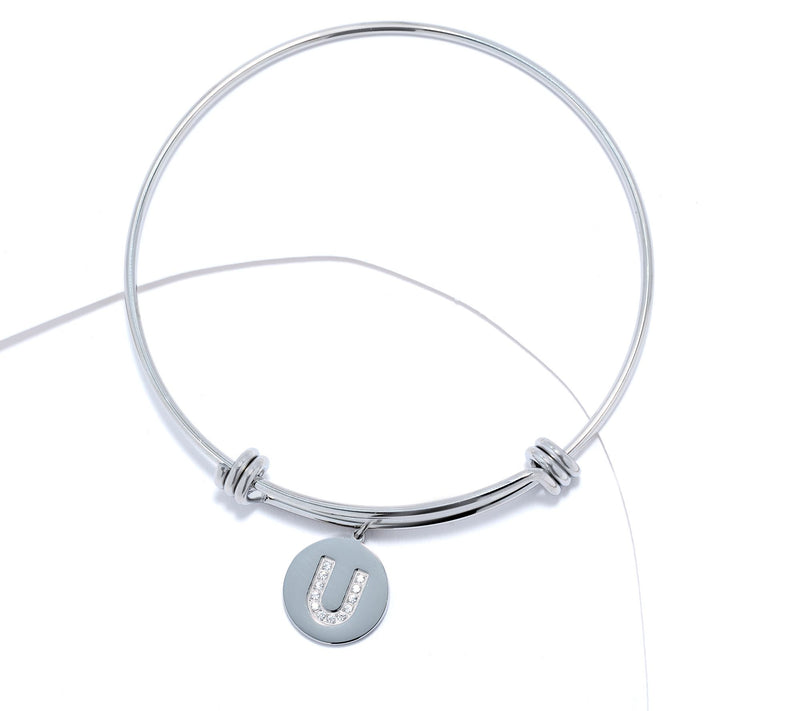 Steel by Diamonique Intial Bracelet, Silvertone — View 49