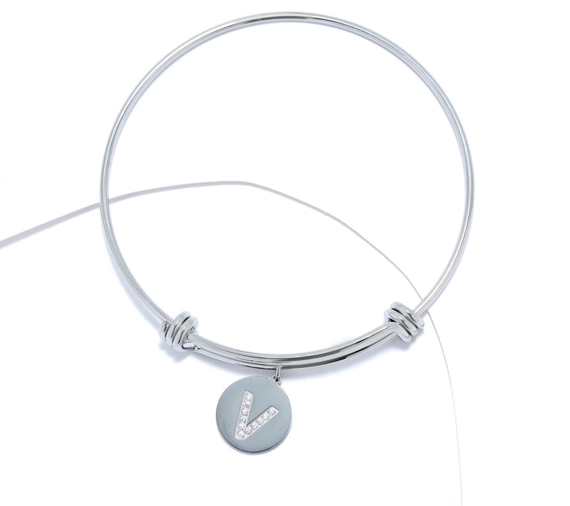 Steel by Diamonique Intial Bracelet, Silvertone — View 50