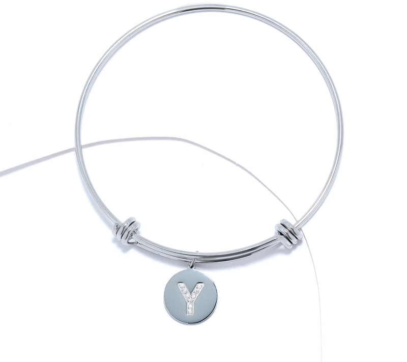 Steel by Diamonique Intial Bracelet, Silvertone — View 53