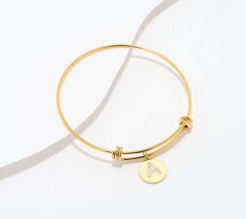 Steel by Diamonique Initial Bracelet, Goldtone — View 29