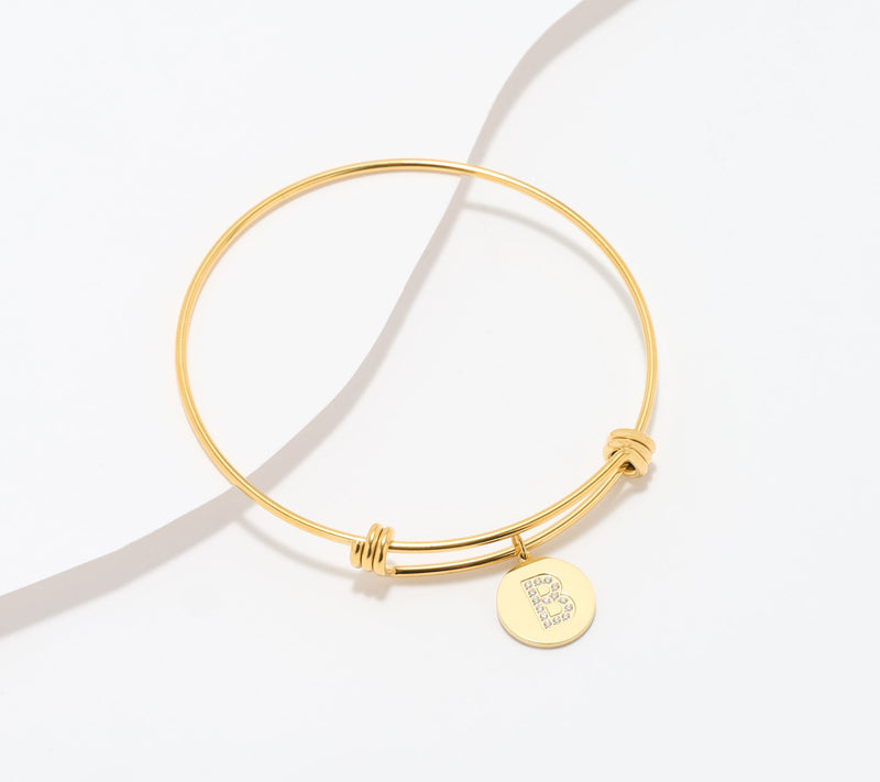 Steel by Diamonique Initial Bracelet, Goldtone — View 30