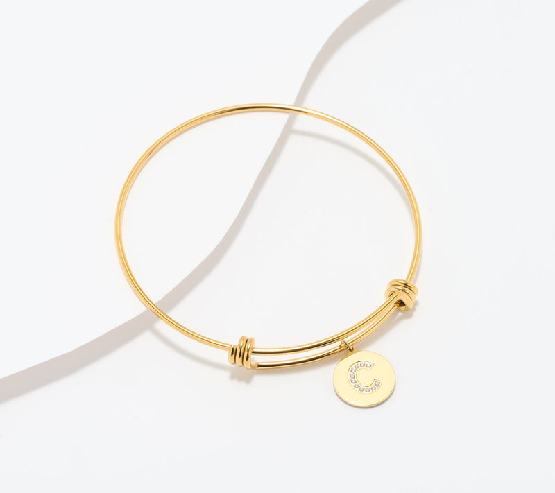 Steel by Diamonique Initial Bracelet, Goldtone — View 31
