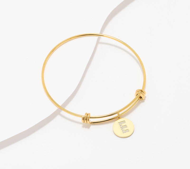 Steel by Diamonique Initial Bracelet, Goldtone — View 33