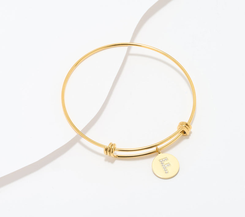 Steel by Diamonique Initial Bracelet, Goldtone — View 34