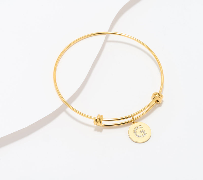 Steel by Diamonique Initial Bracelet, Goldtone — View 35