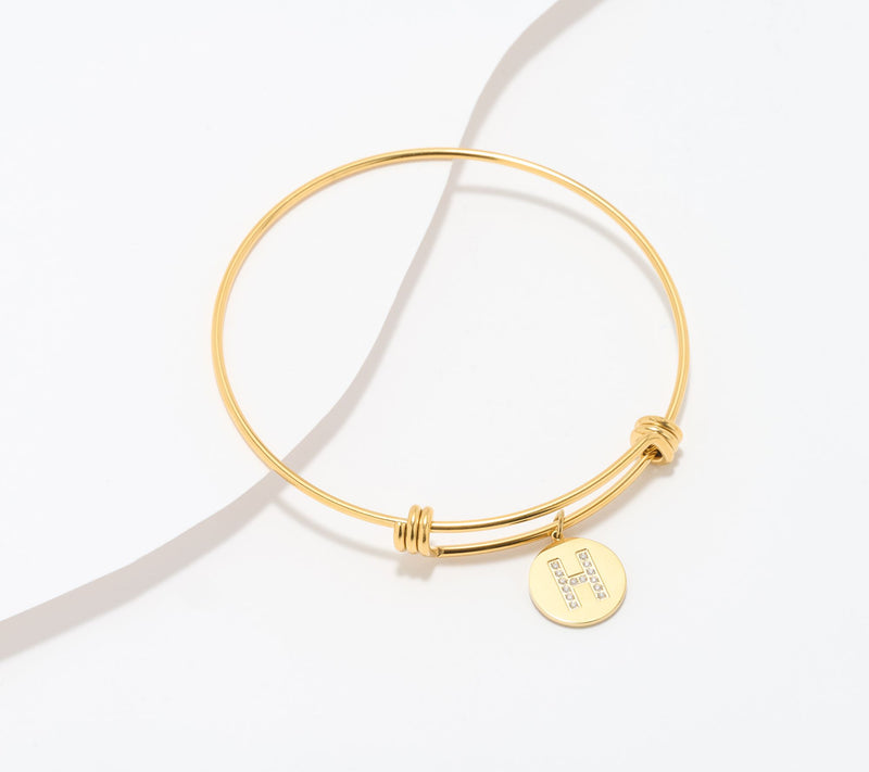 Steel by Diamonique Initial Bracelet, Goldtone — View 36