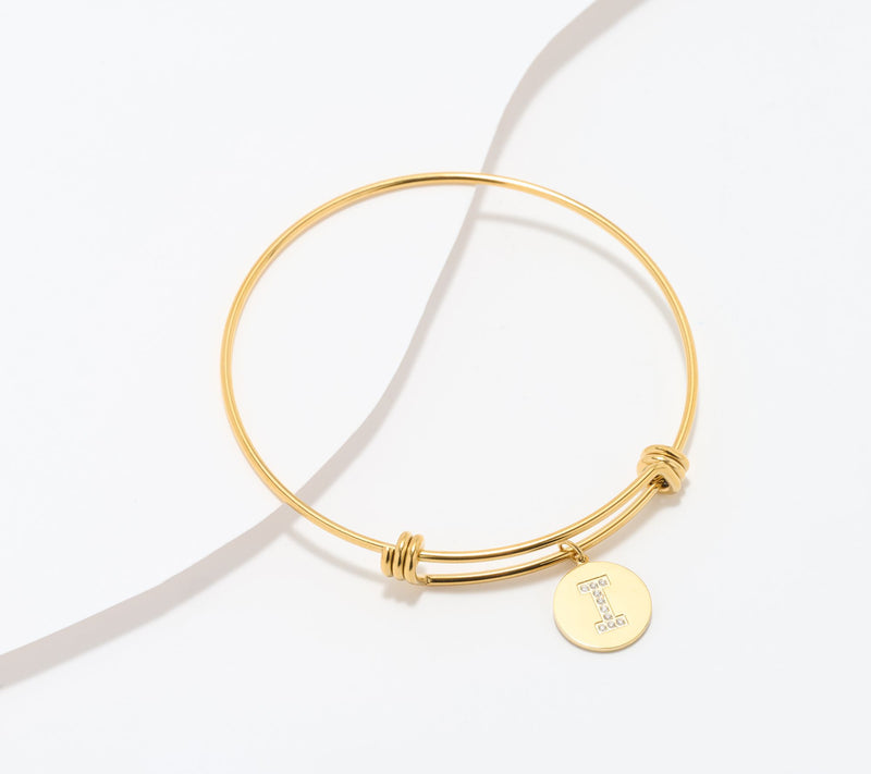 Steel by Diamonique Initial Bracelet, Goldtone — View 37