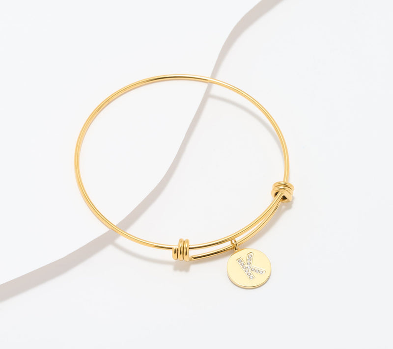 Steel by Diamonique Initial Bracelet, Goldtone — View 39