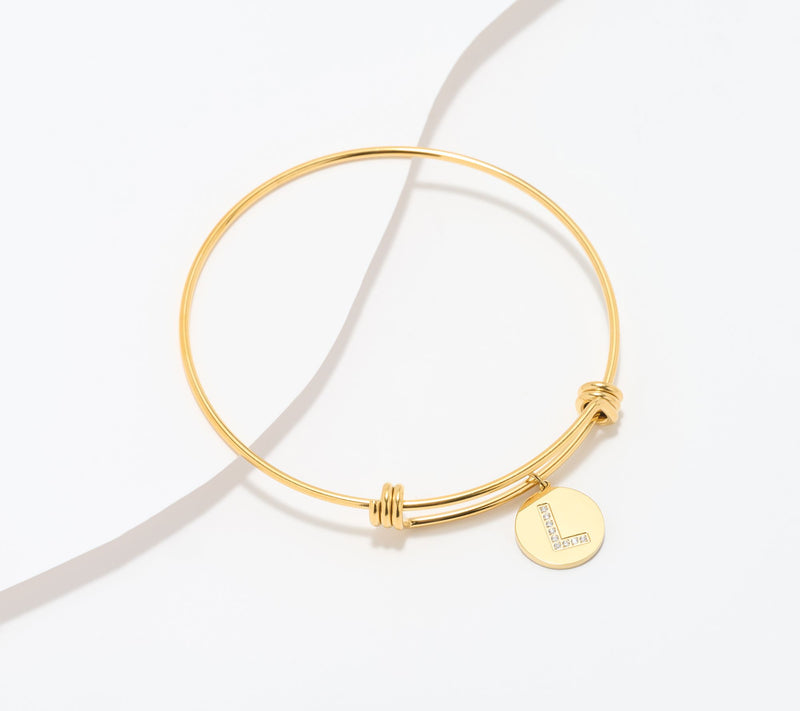 Steel by Diamonique Initial Bracelet, Goldtone — View 40