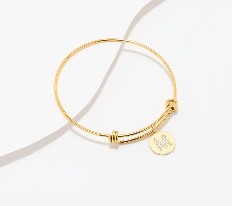 Steel by Diamonique Initial Bracelet, Goldtone — View 41