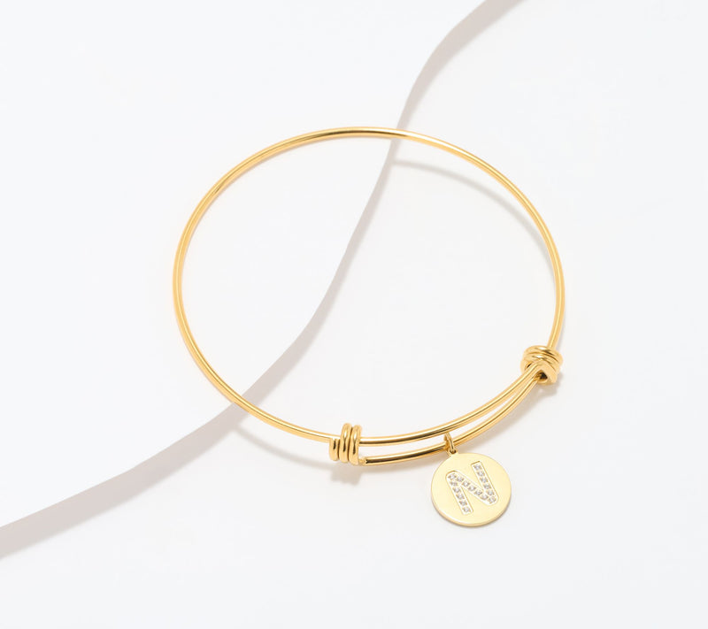 Steel by Diamonique Initial Bracelet, Goldtone — View 42