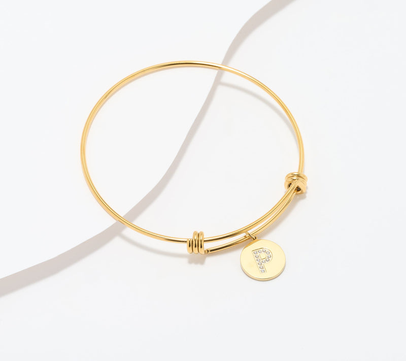 Steel by Diamonique Initial Bracelet, Goldtone — View 44