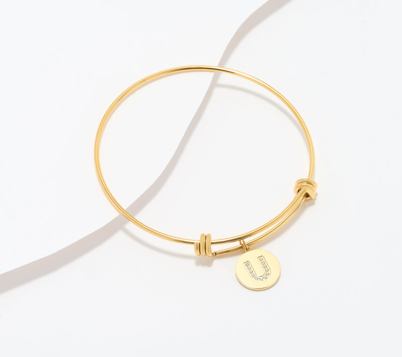 Steel by Diamonique Initial Bracelet, Goldtone — View 49