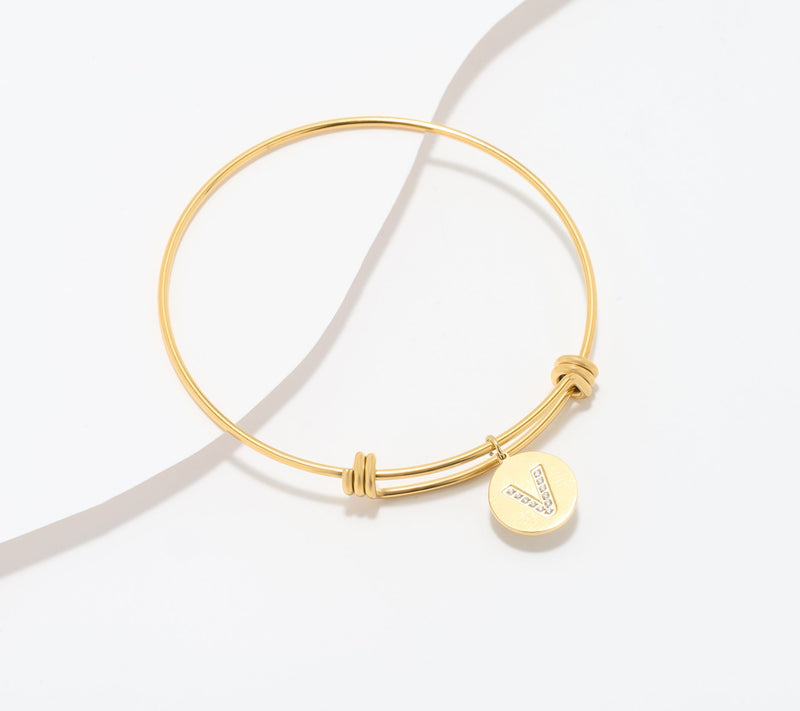 Steel by Diamonique Initial Bracelet, Goldtone — View 50
