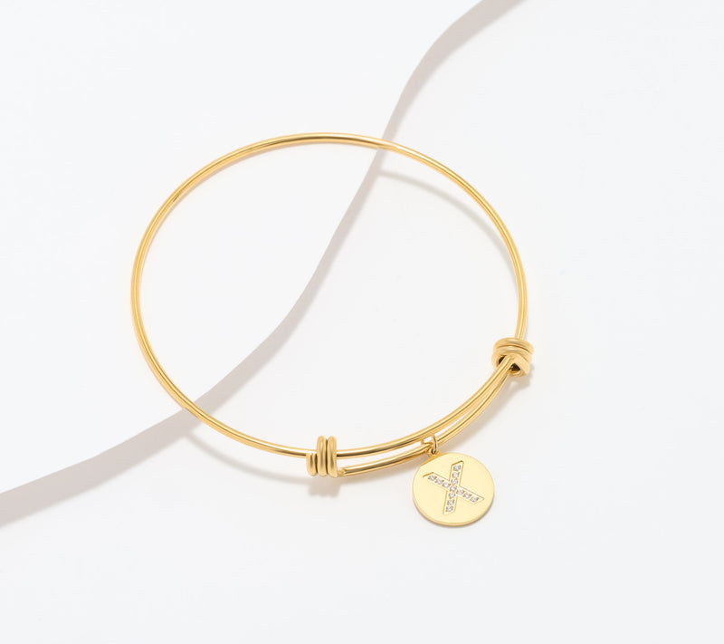 Steel by Diamonique Initial Bracelet, Goldtone — View 52