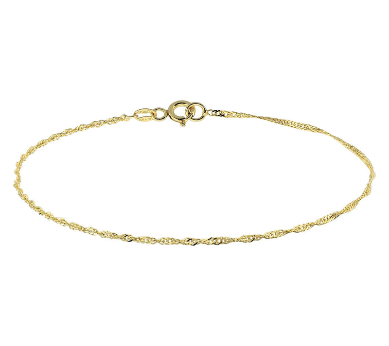 Adorna 14K Gold 1.3mm Solid Singapore  Chain Bracelet — Main view