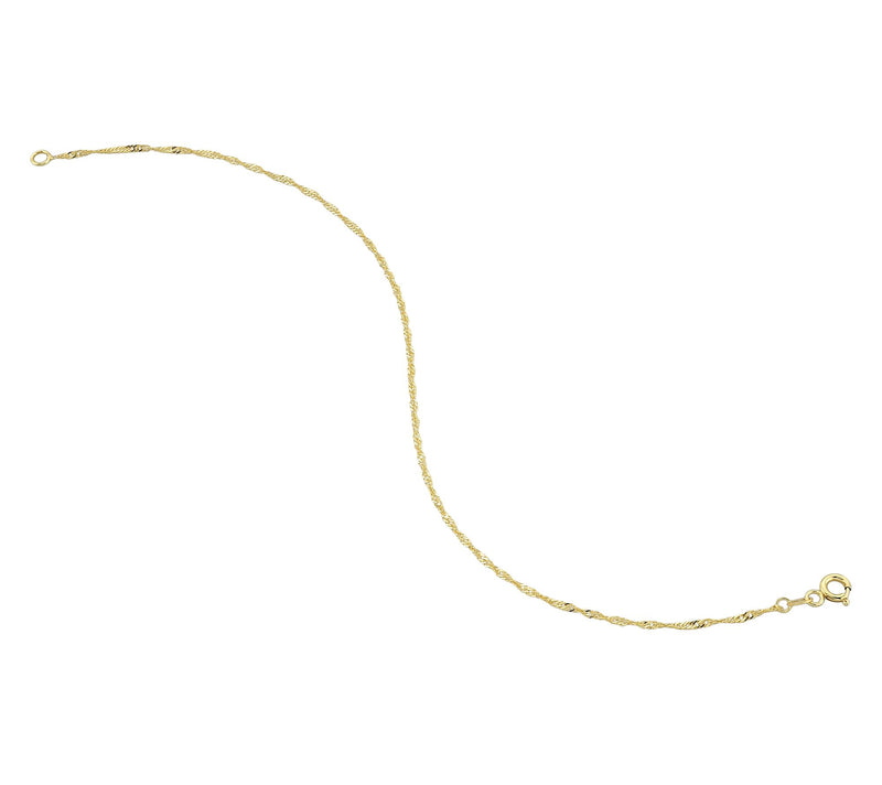 Adorna 14K Gold 1.3mm Solid Singapore  Chain Bracelet — View 2