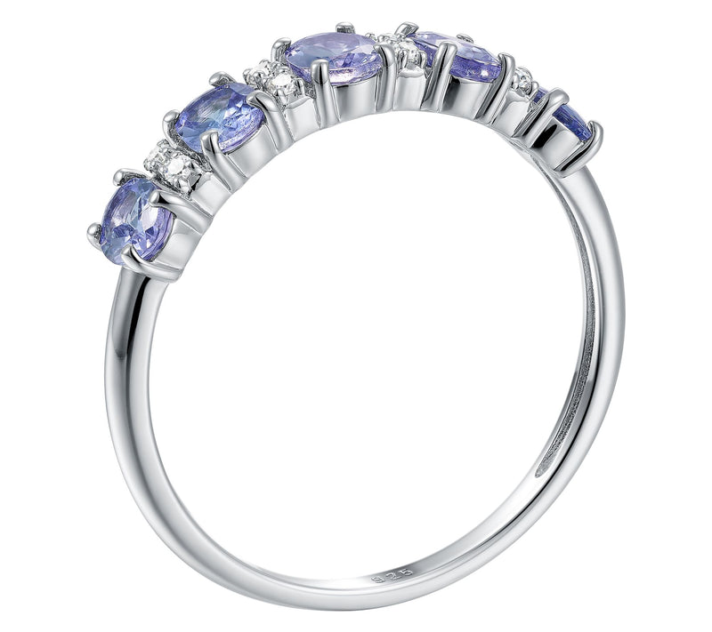 Affinity Gems Tanzanite & Zircon Band Ring, Sterling Silver — View 3