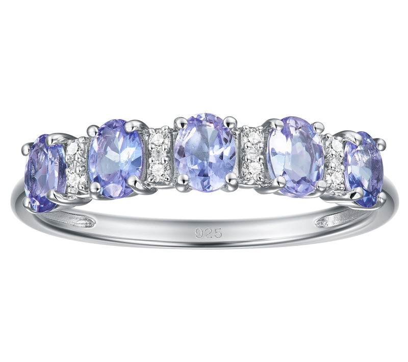 Affinity Gems Tanzanite & Zircon Band Ring, Sterling Silver — Main view